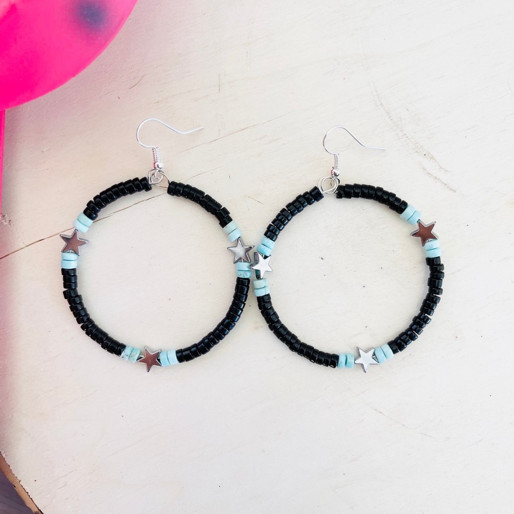 Silver Star Hoop Earrings